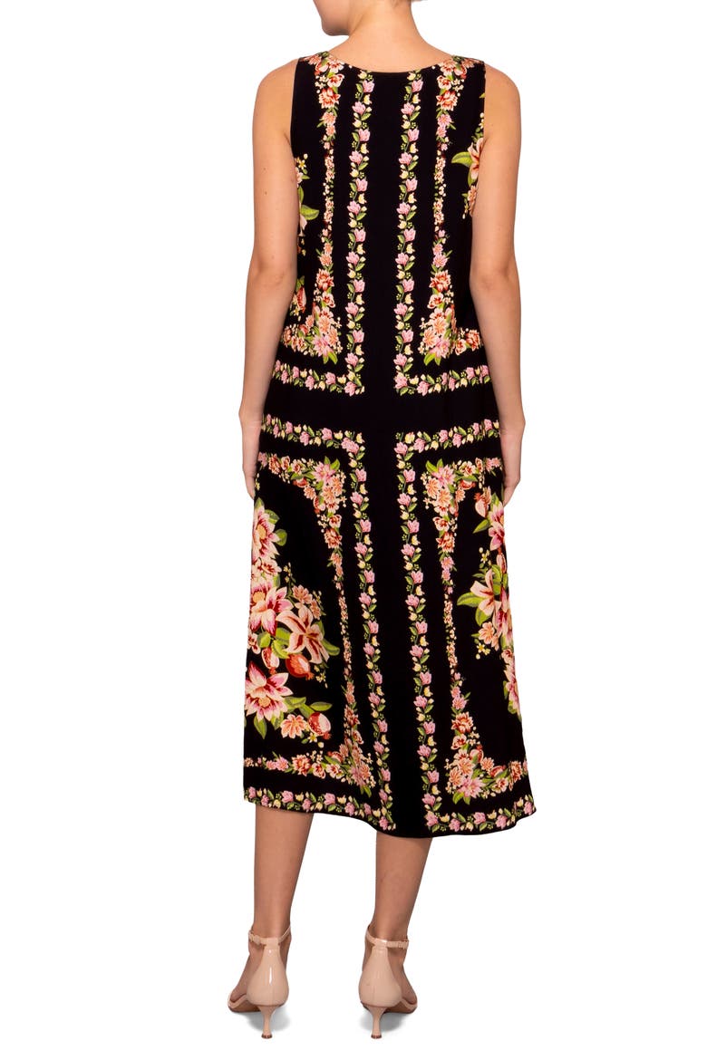 Sleeveless Shift Midi Dress, Alternate, color, BLACK FLORAL