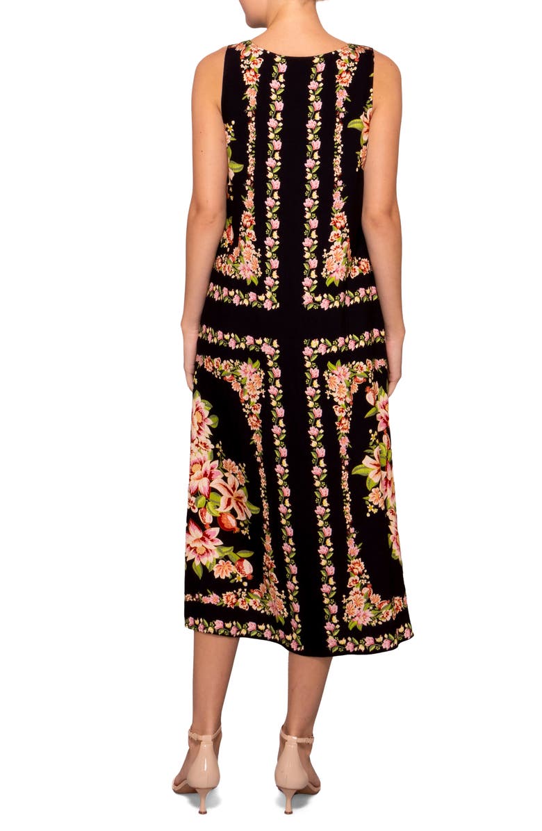 MELLODAY Sleeveless Shift Midi Dress, Alternate, color, Black Floral