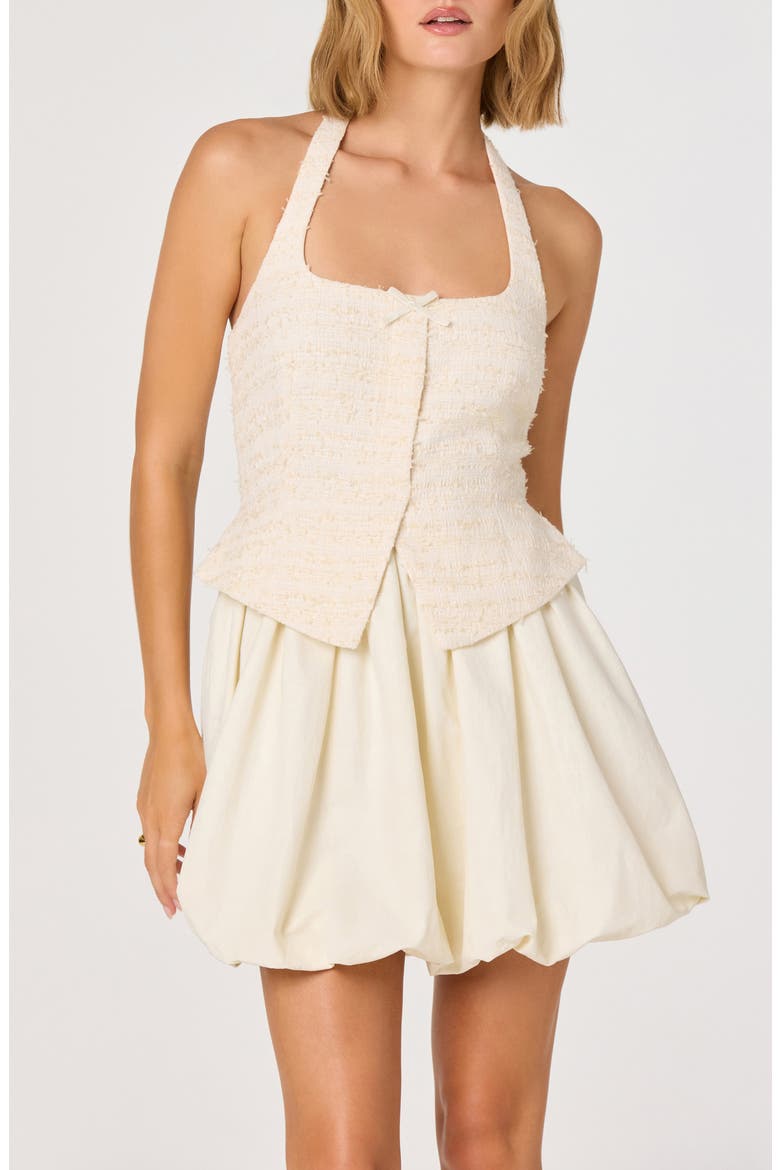 Giavanna Halter Minidress, Alternate, color, CREAM