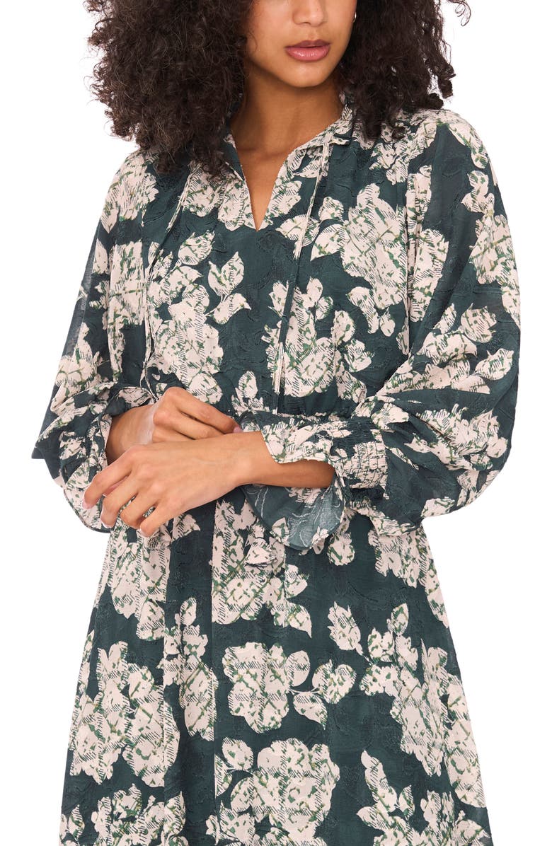 Vince Camuto Floral Jacquard Tiered Maxi Dress, Alternate, color, Forest Night