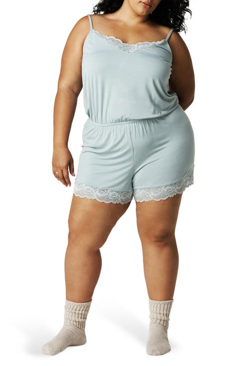 Lace Trim Pajama Romper (Regular & Plus)