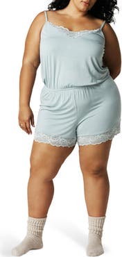 Posh Peanut Lace Trim Pajama Romper