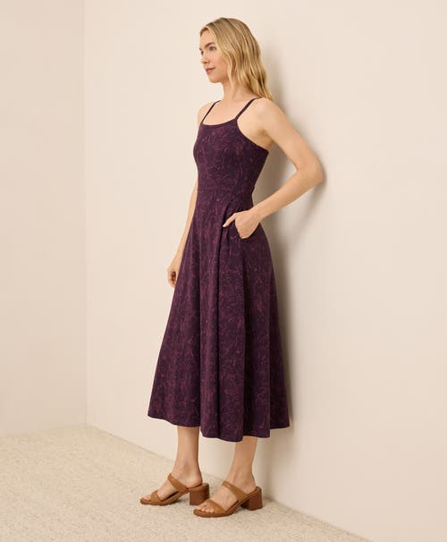 Pact Organic Cotton Fit & Flare Midi Dress In Purple