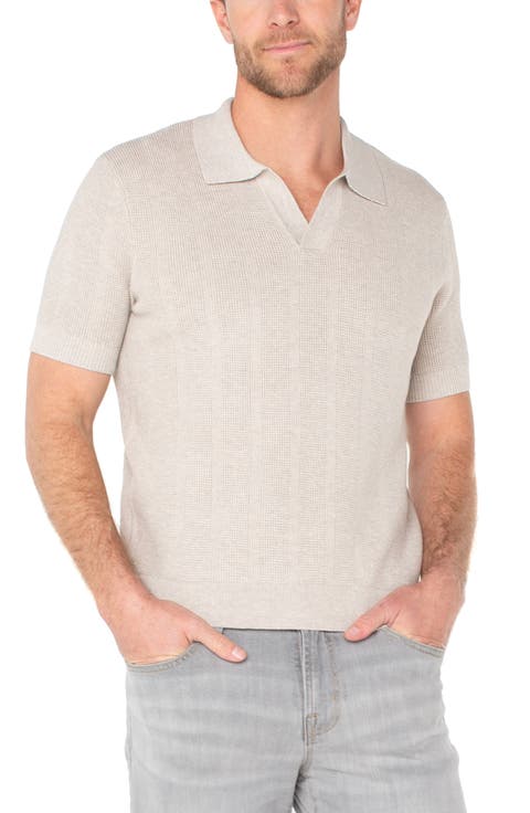 Texture Stripe Polo Sweater