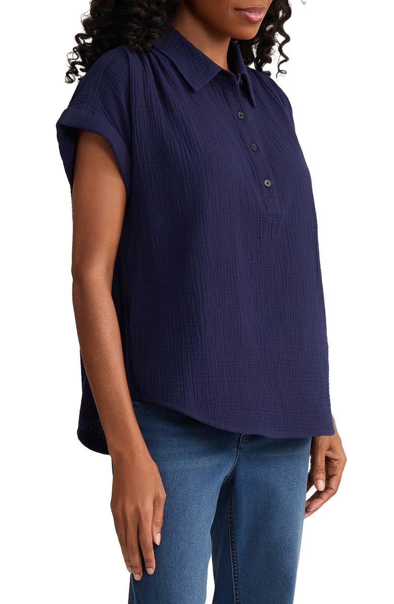 Jones New York Gauze Top, Alternate, color, Pacific Navy