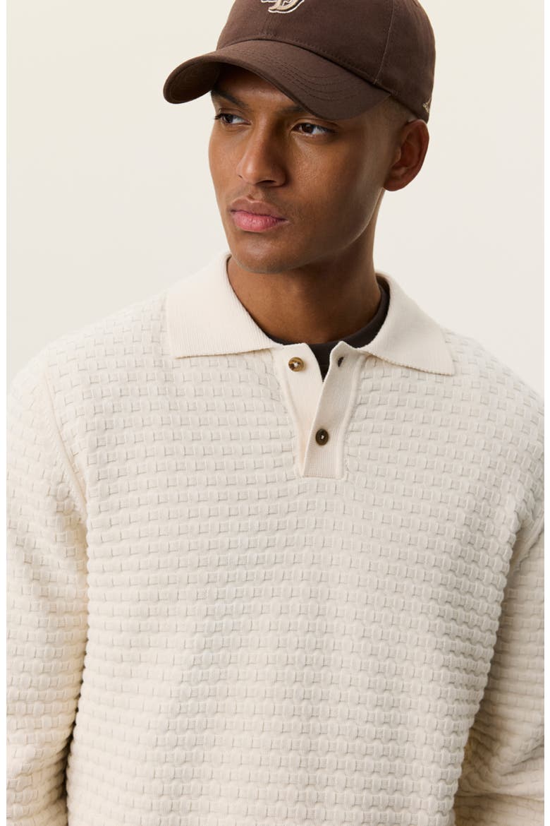 Billy Weave Long Sleeve Polo, Alternate, color, LIGHT IVORY