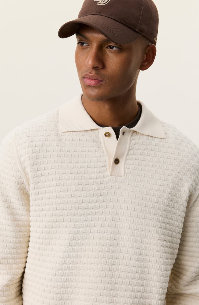 Les Deux Billy Weave Long Sleeve Polo, Alternate, color, Light Ivory