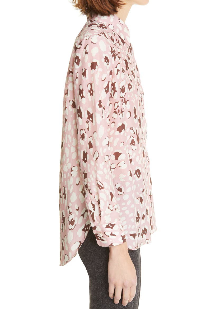 Leopard Print High/Low Shirt, Alternate, color, PINK LEOPARD