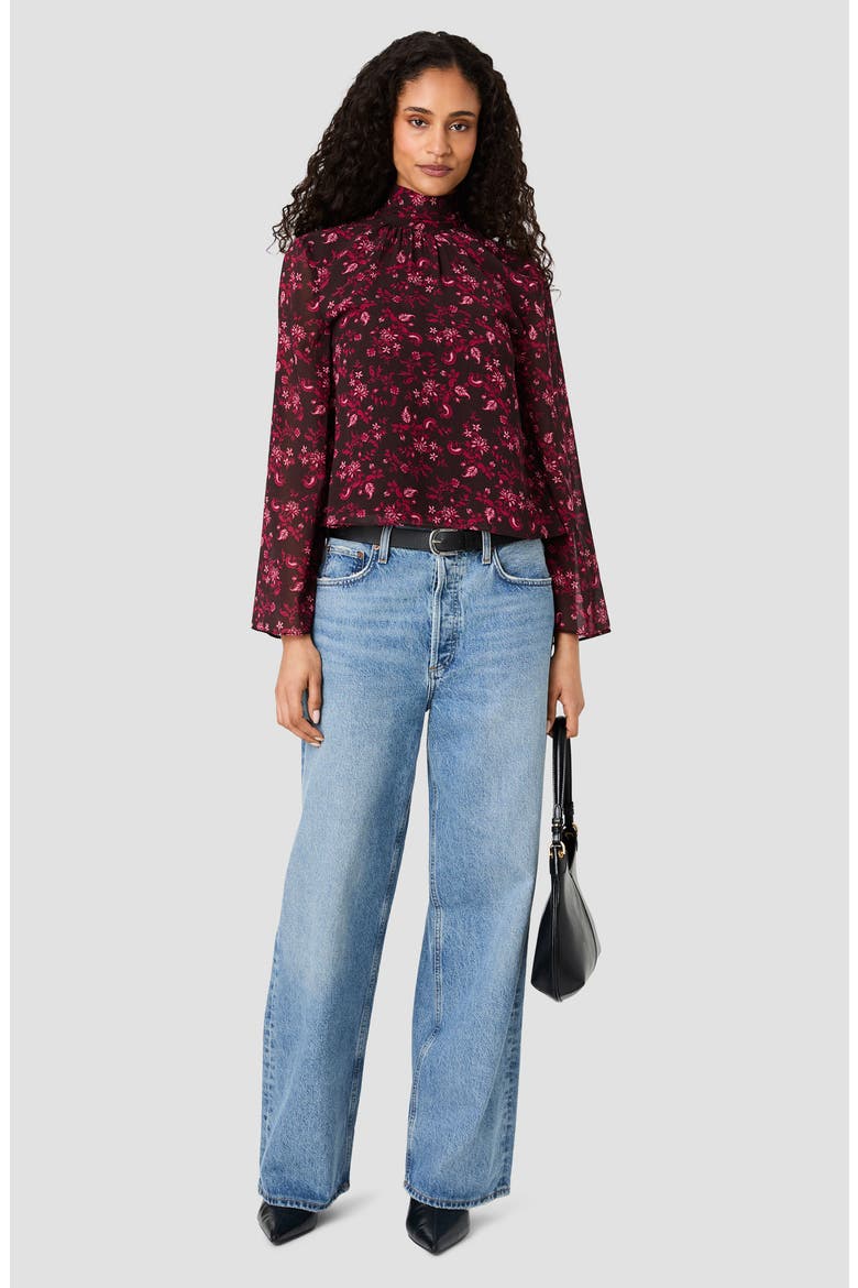 Marina Tie Neck Chiffon Top, Alternate, color, AURORA FLEUR