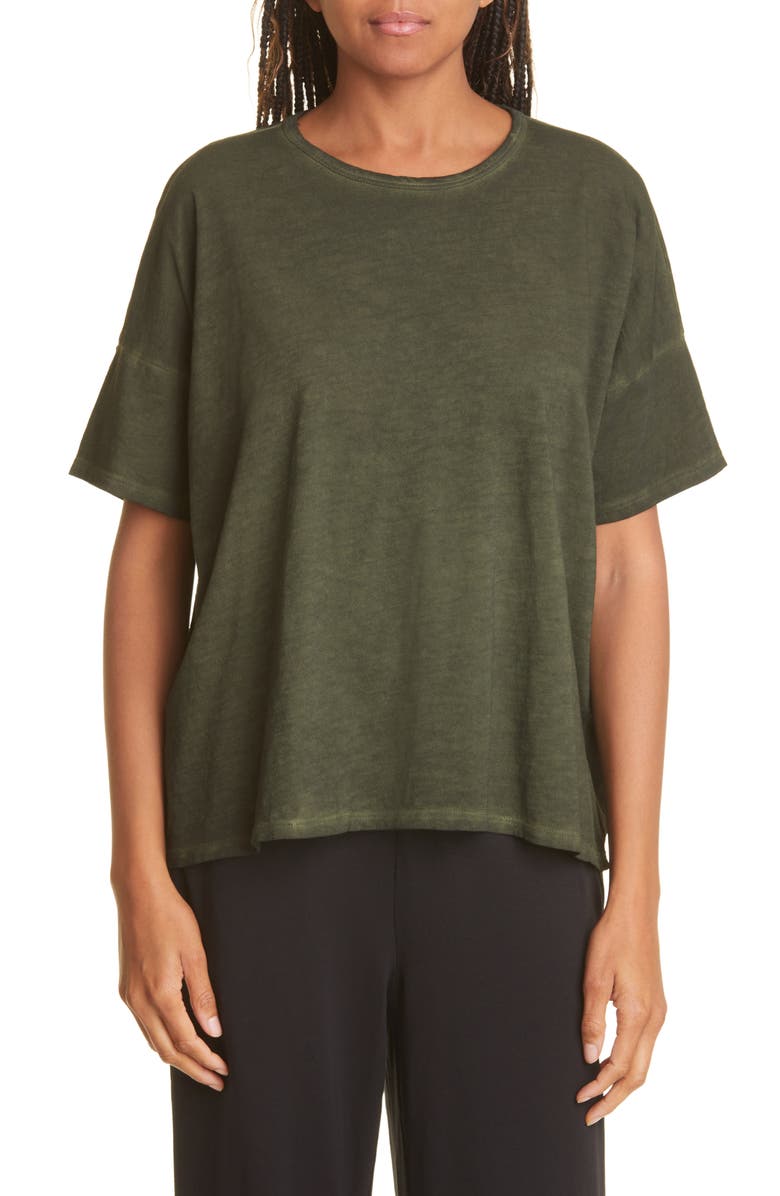 Eileen Fisher Crewneck Boxy Organic Cotton T-Shirt, Main, color,