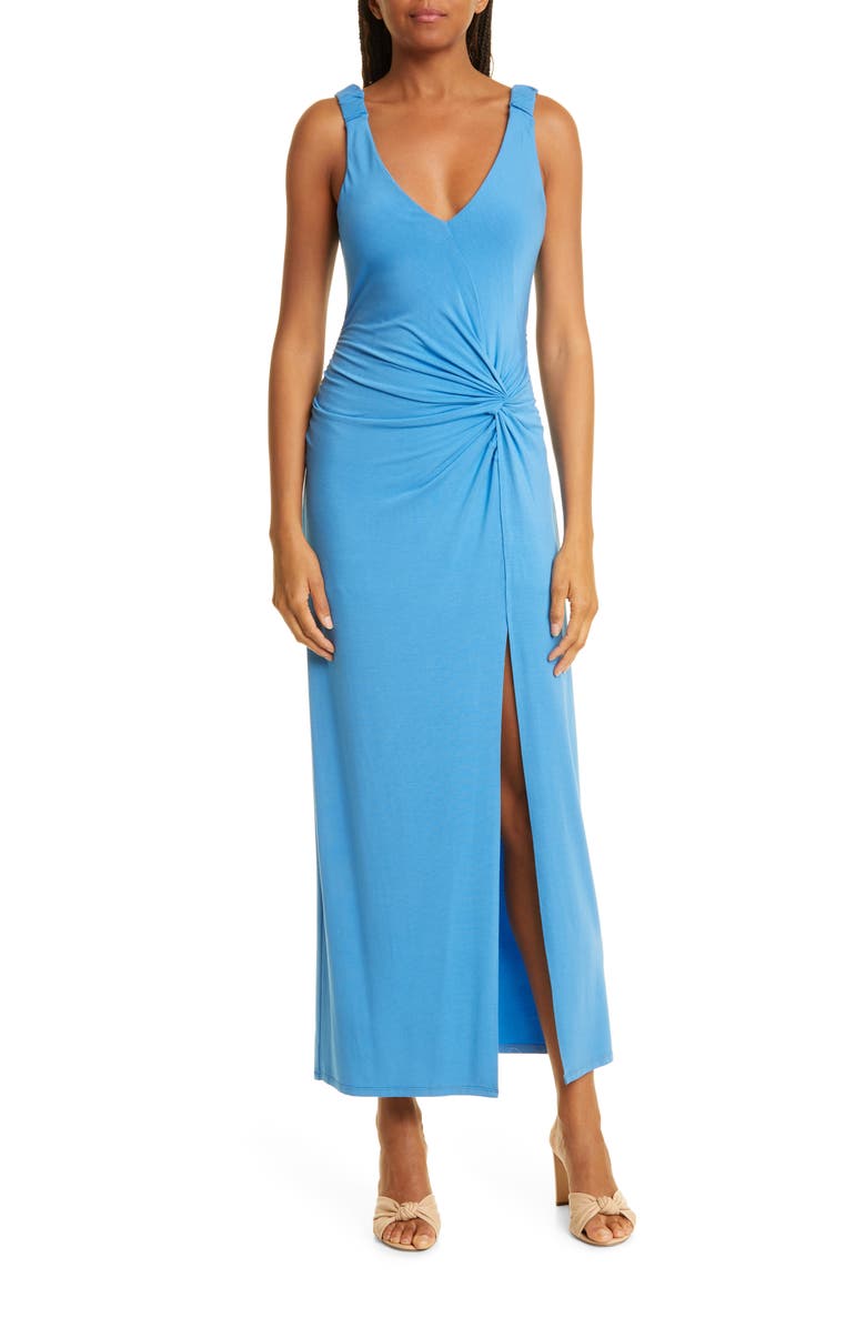 Rebecca Taylor Twist Front Maxi Dress, Main, color, Infinity Blue