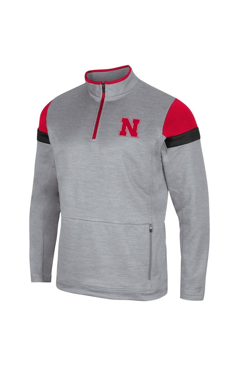 COLOSSEUM Men's Colosseum Gray Nebraska Huskers Bingo Quarter-Zip Jacket, Alternate, color,