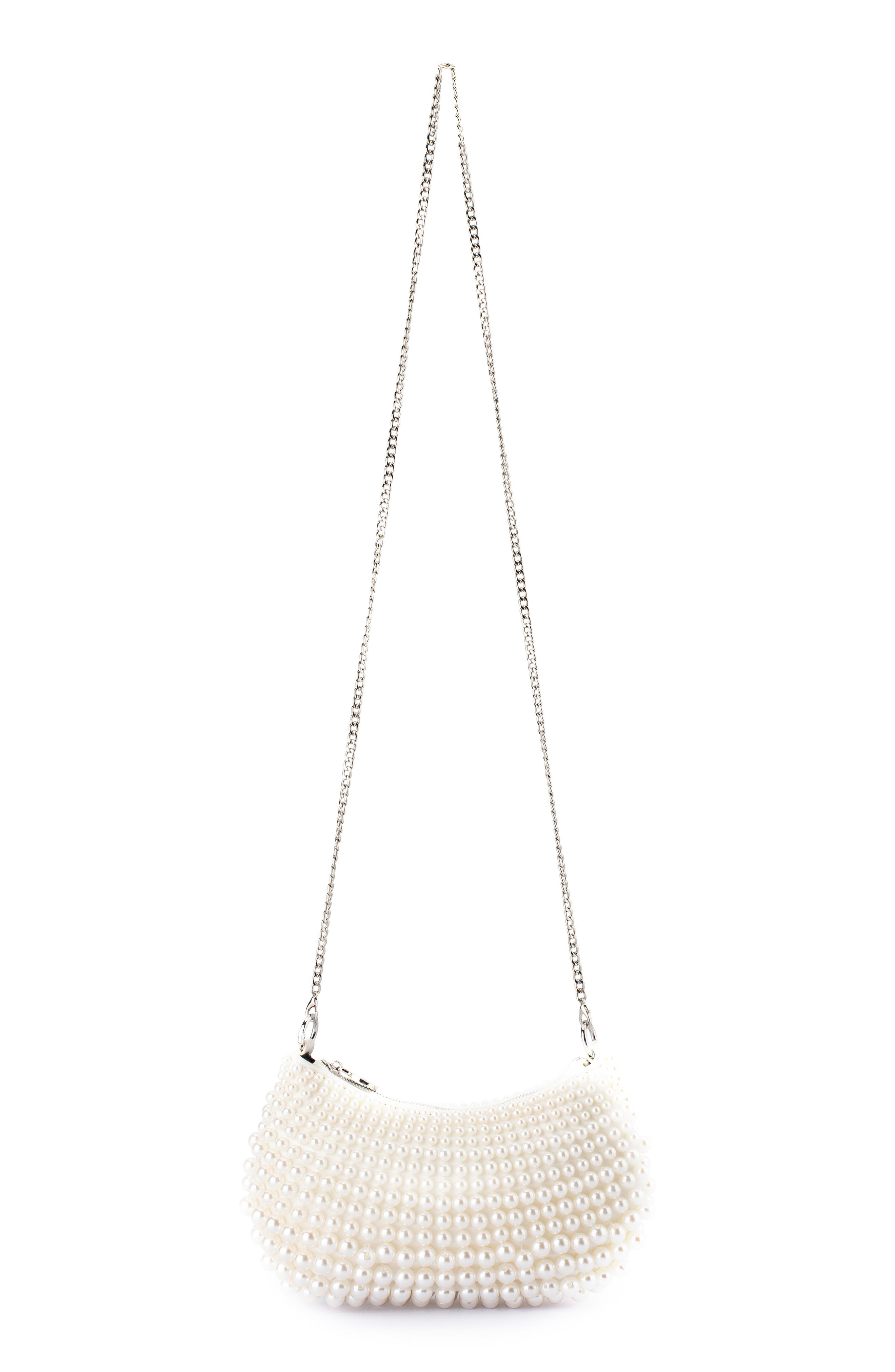 Olga Berg Pia Faux Pearl Croissant Bag, Alternate, color, Pearl