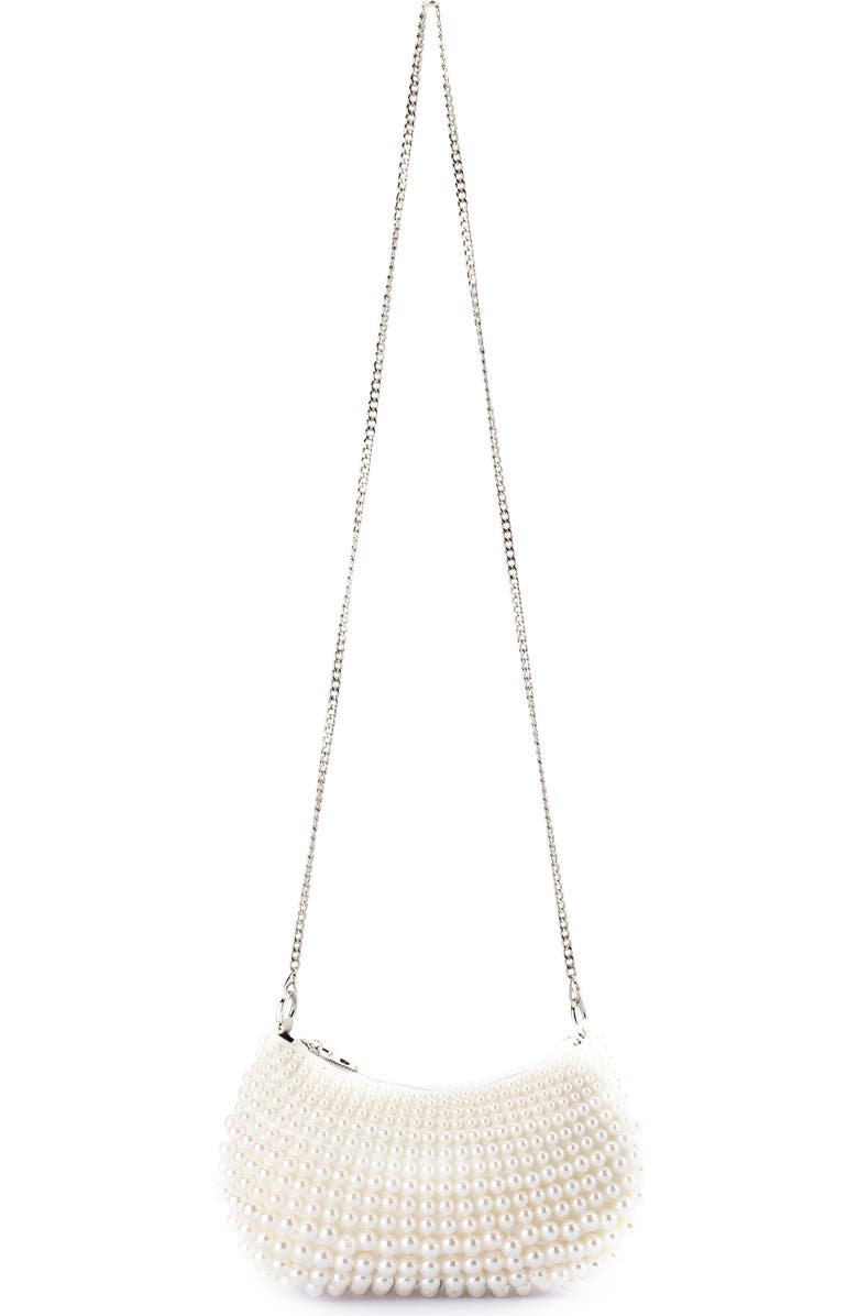 Olga Berg Pia Faux Pearl Croissant Bag, Alternate, color, Pearl