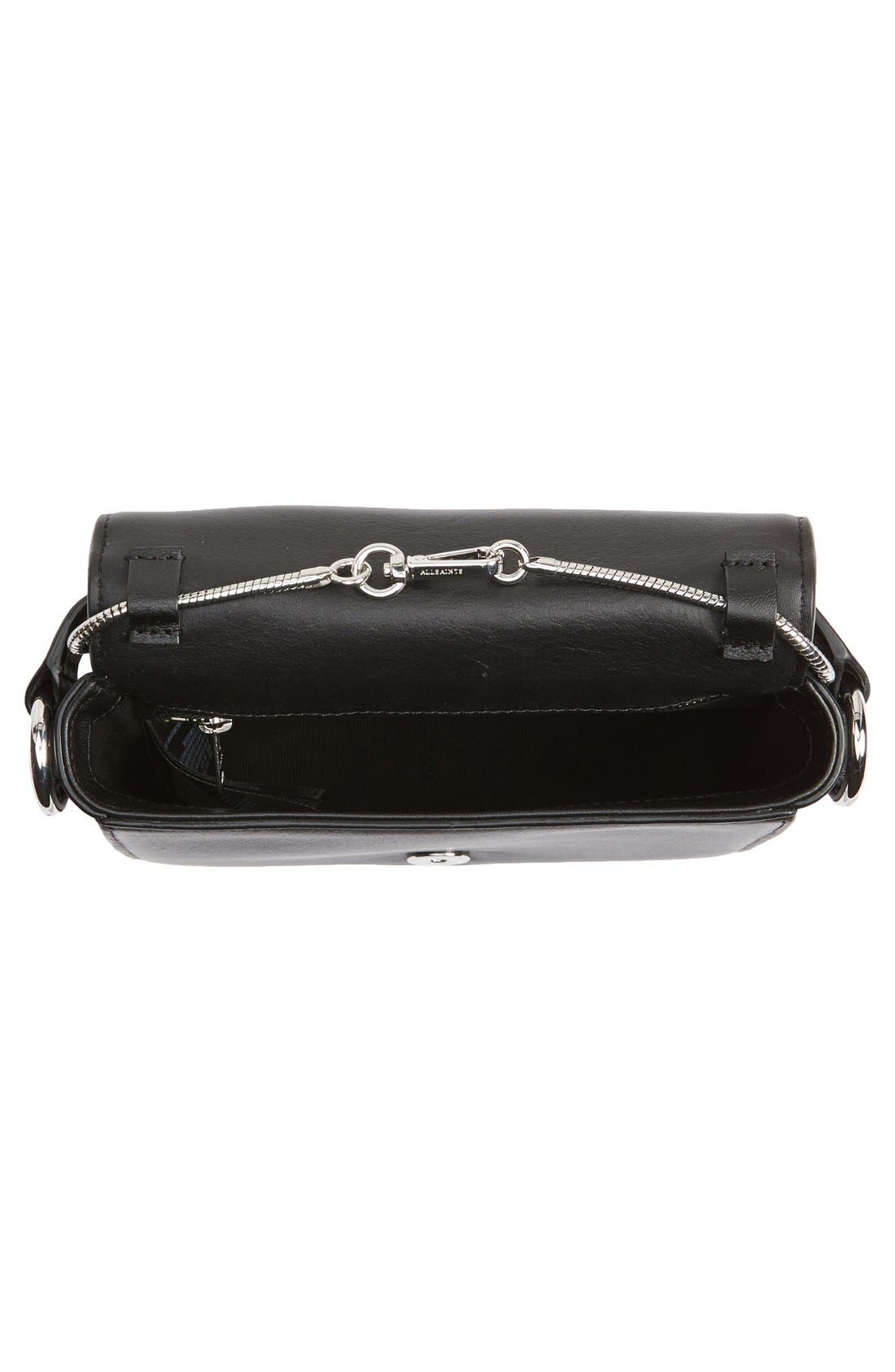 AllSaints 'Ikuya' Leather Clutch, Alternate, color, Black