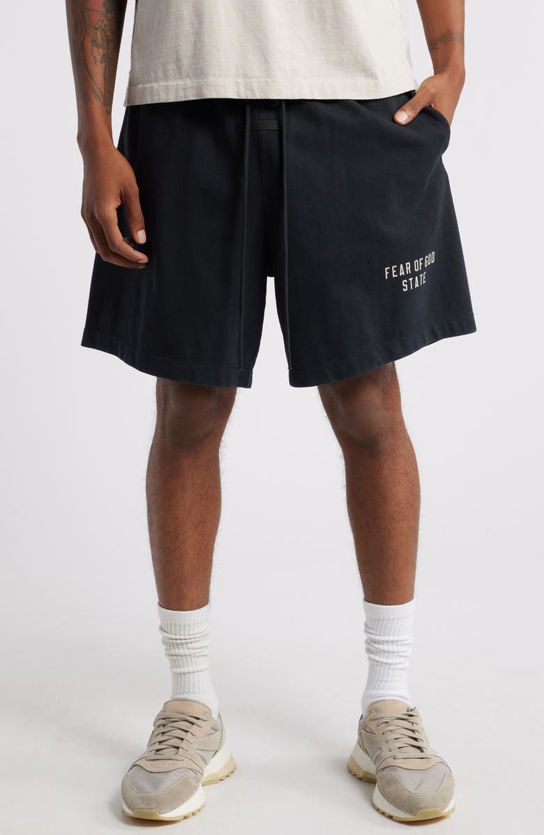 Fear of God Essentials Gender Inclusive Heavy Cotton Jersey Soccer Sweat Shorts, Main, color, 