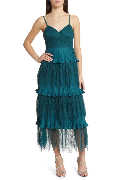 Tier For The Romance Plissé & Lace Cocktail Dress