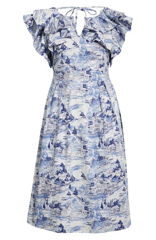 Sugarlips Santana Toile Sky Cotton Midi Dress In Pink