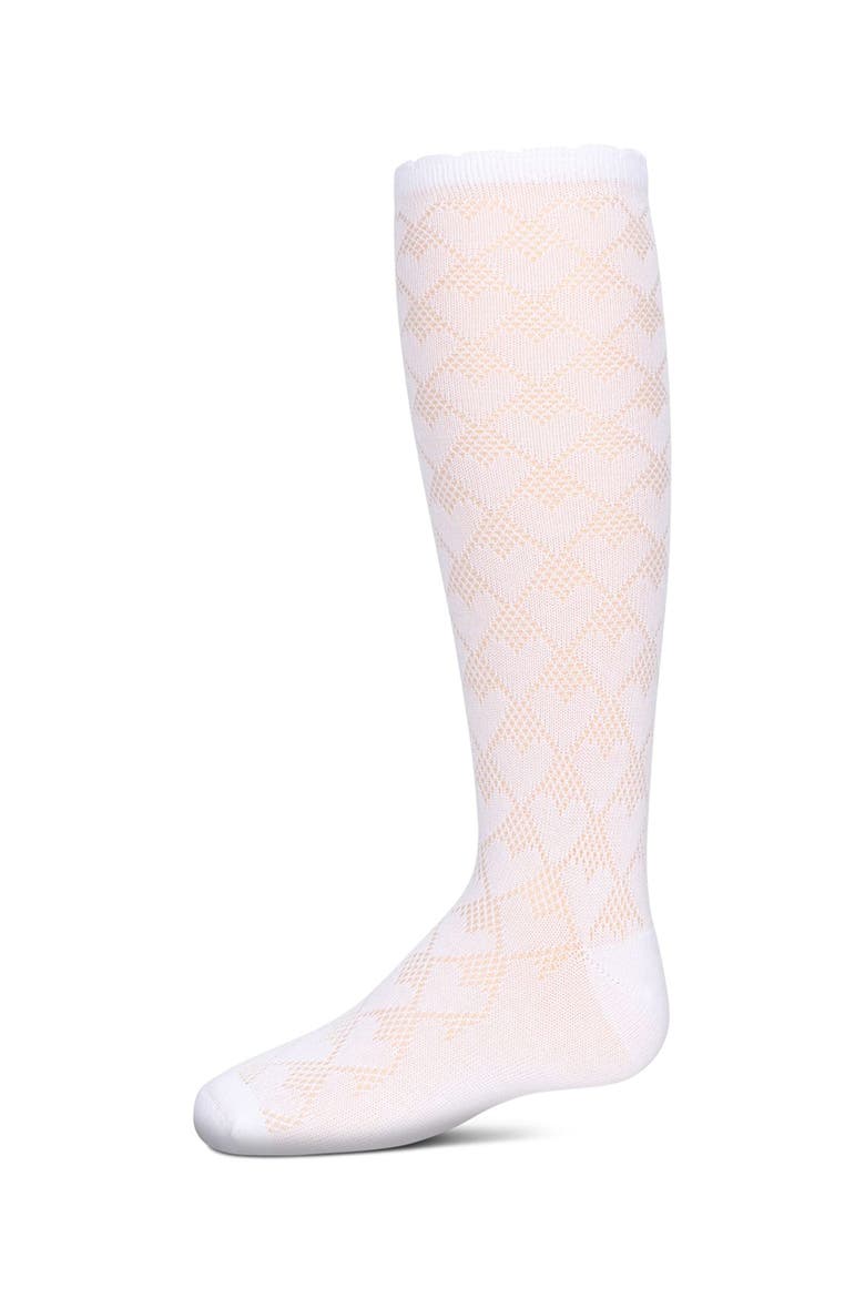 Open Work Heart Knee High Socks, Main, color, White