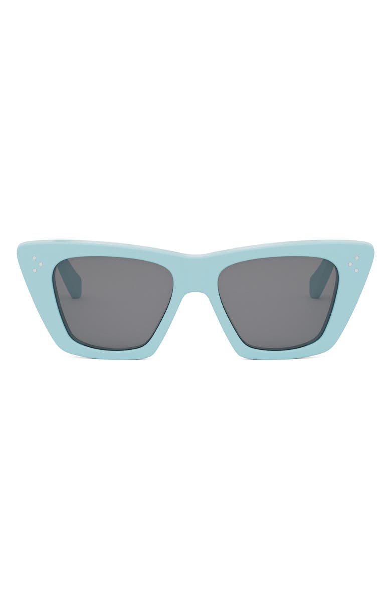 CELINE Bold 3 Dots 51mm Cat Eye Sunglasses, Main, color, Shiny Light Blue / Smoke