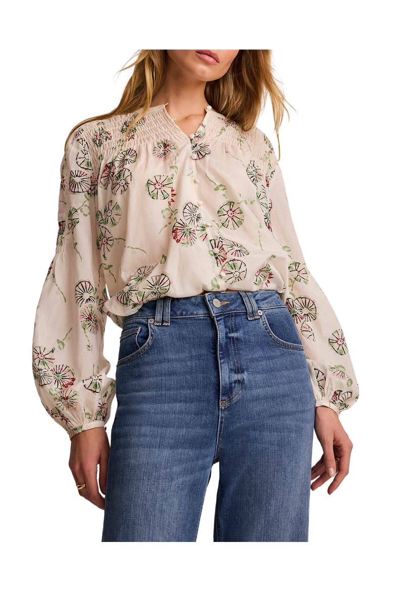 Floral Smocked Peasant Blouse, Main, color, Cream
