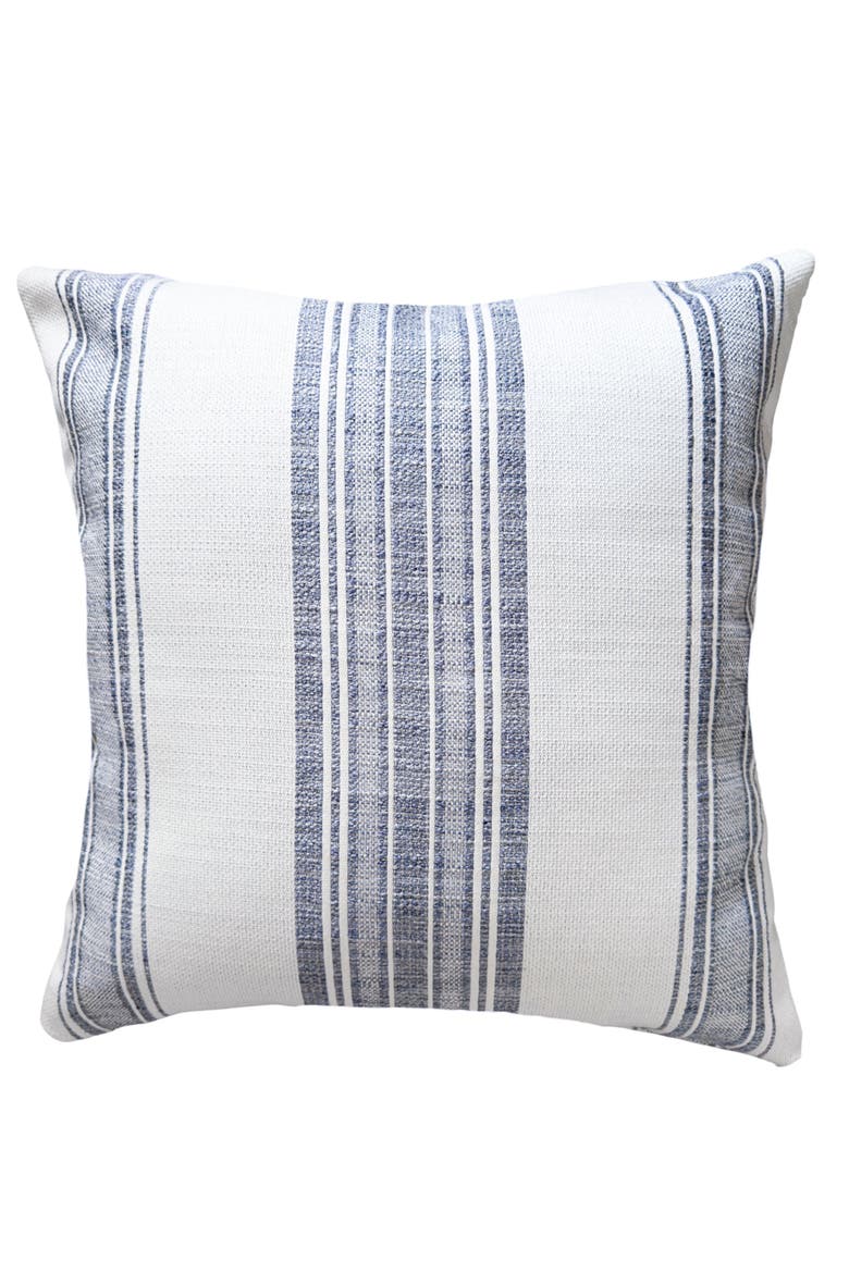 Beach Club White Stripe Indoor Outdoor Pillow, Main, color, White