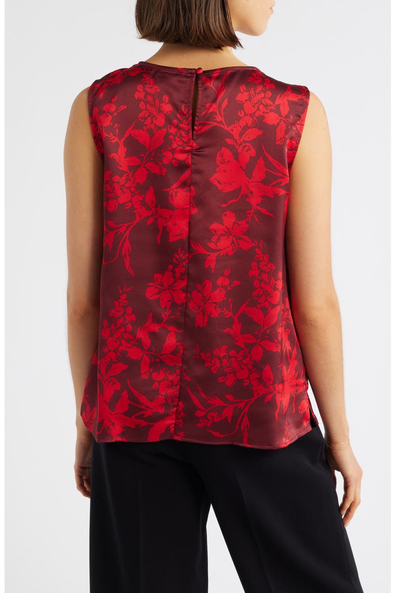 Pleated Sleeveless Satin Top, Alternate, color, CRIMSON