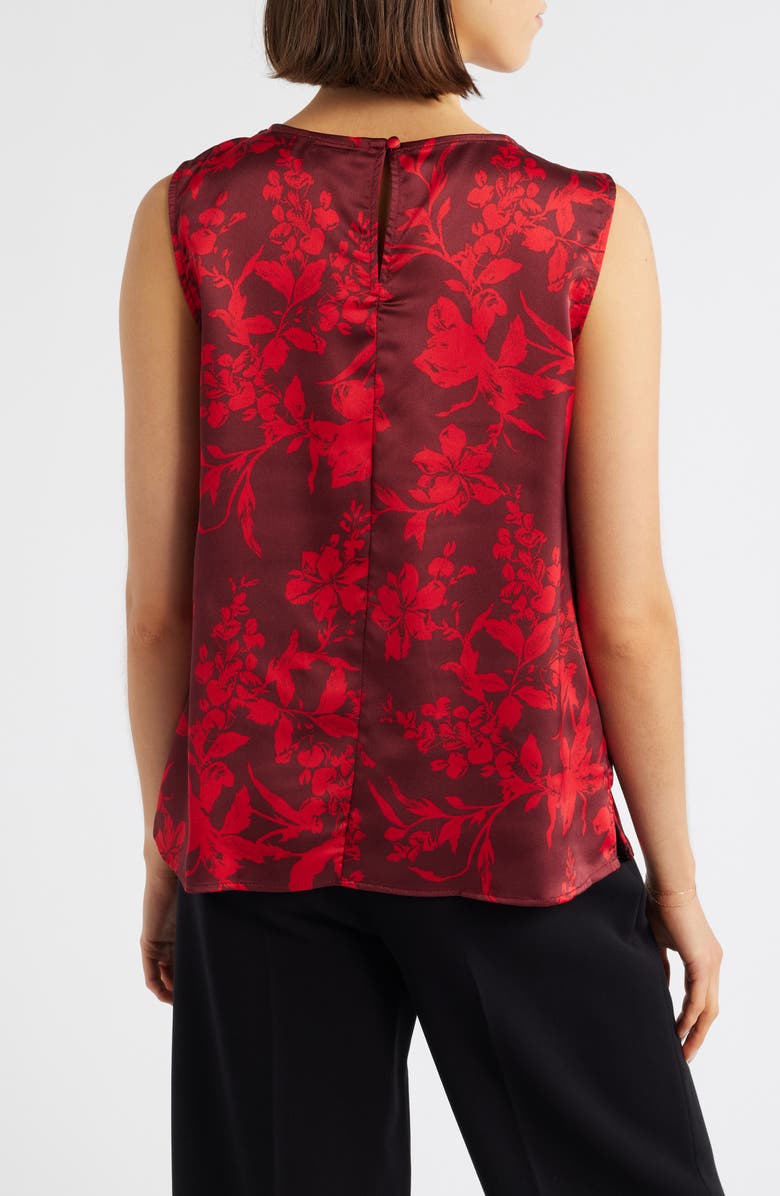Vince Camuto Pleated Sleeveless Satin Top, Alternate, color, Crimson
