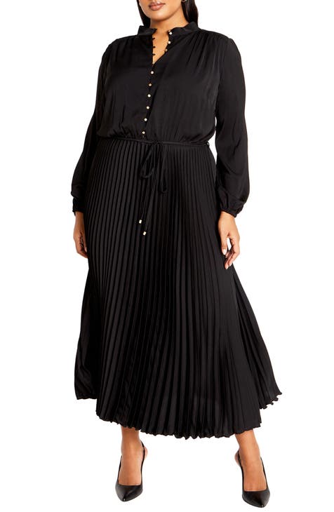 Plus size pleated dress best sale