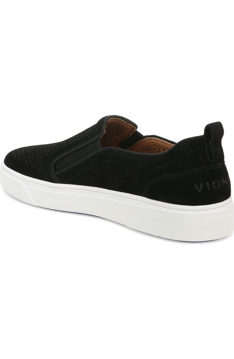 Vionic Kimmie Perforated Suede Slip-On Sneaker, Alternate, color, Black