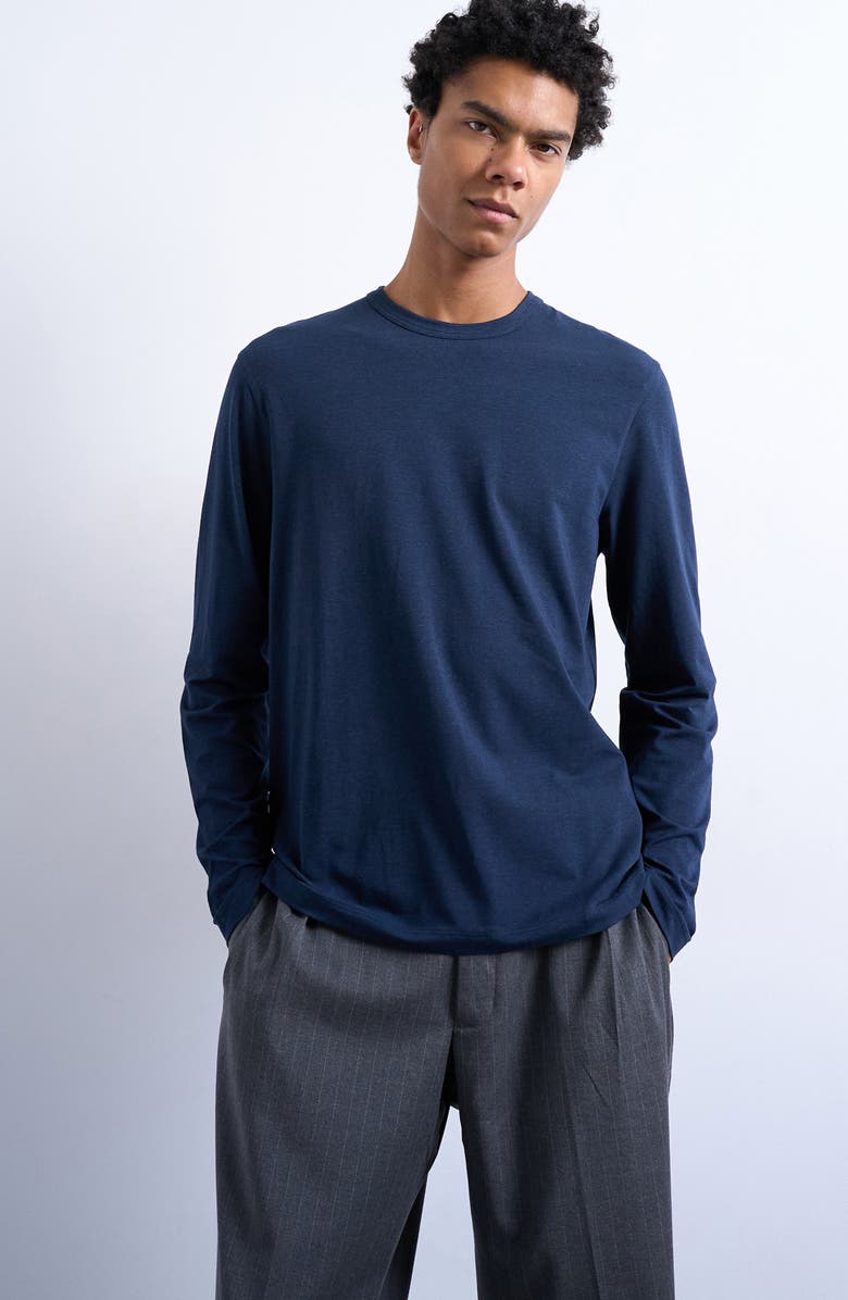 Topman Relaxed Long Sleeve T-Shirt, Main, color, Navy