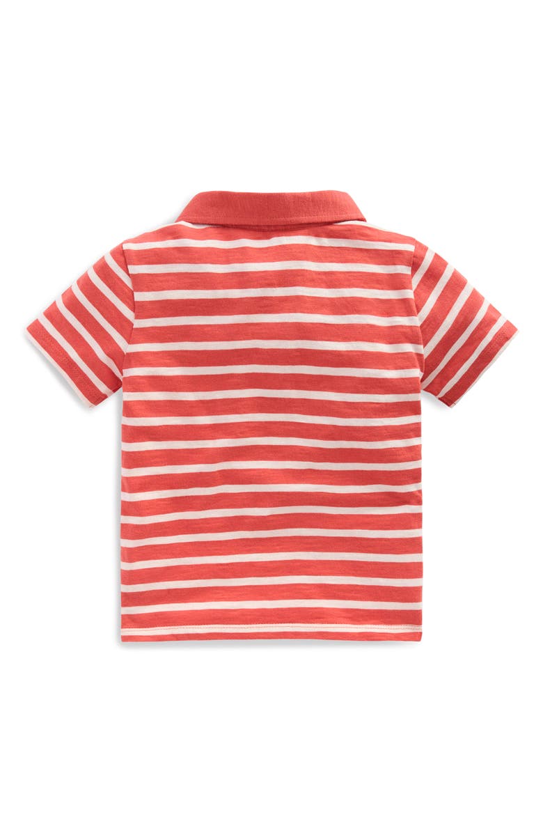 Mini Boden Kids' Stripe Slub Jersey Polo, Alternate, color, Burnt Sienna/ Ivory
