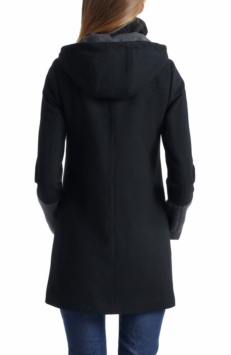 Kimi & Kai Tessa Maternity Colorblock Wool Coat, Alternate, color, Black