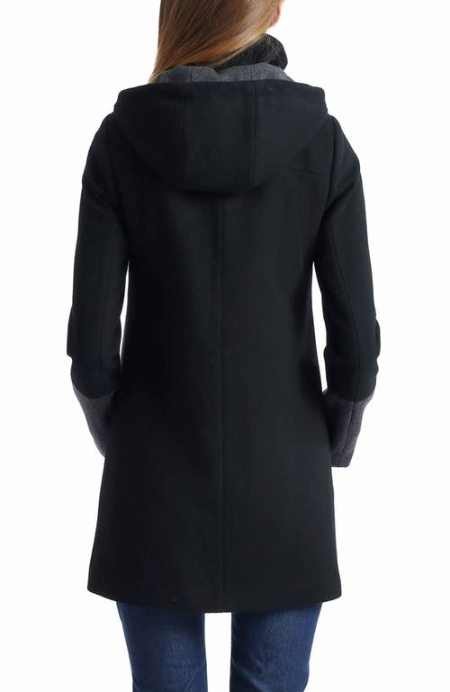 Kimi & Kai Tessa Maternity Colorblock Wool Coat In Black