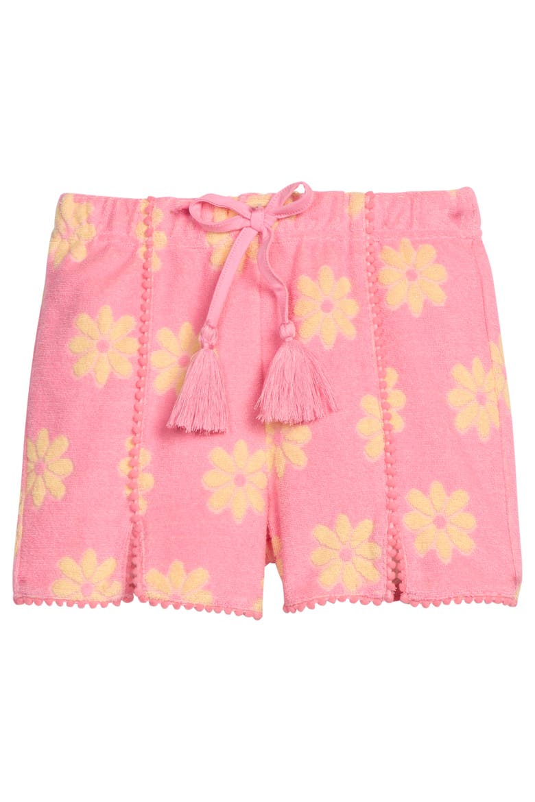 Kids' Pom Pom Terry Shorts, Main, color, Pink Floral Terry