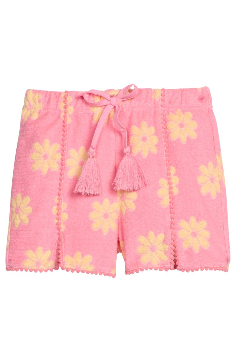 BISBY Kids' Pom Pom Terry Shorts, Main, color, Pink Floral Terry