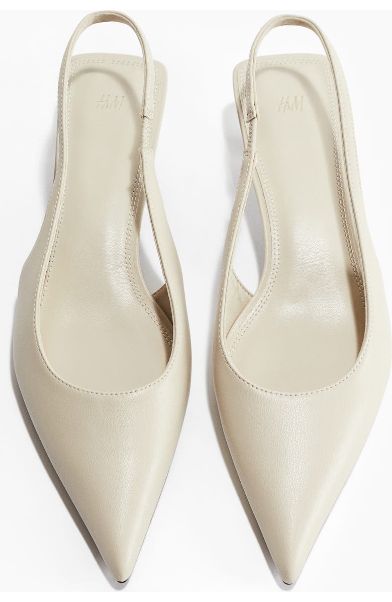 H&M Kitten-heeled pointed slingbacks, Alternate, color, Light Beige