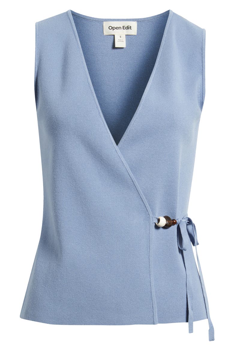 Side Tie Sweater Vest, Alternate, color, BLUE UMBRA