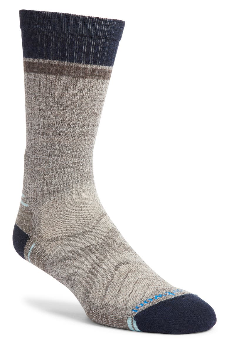 Hike Light Cushioning Winding Trail Merino Wool Blend Crew Socks, Main, color, TAUPE-NATURAL MARL