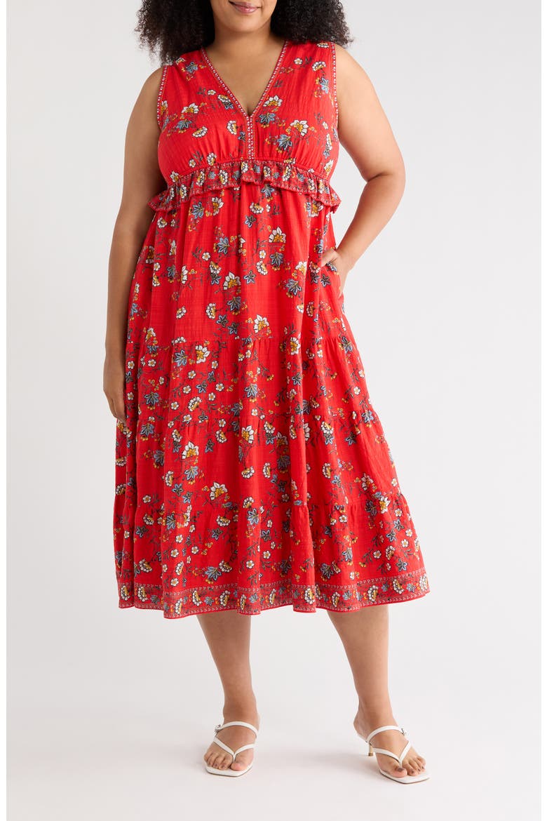 Sleeveless Surplice Maxi Dress, Main, color, RED FLOATY FLORAL