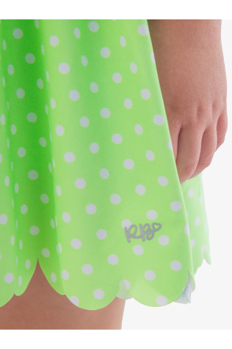 UPF50+ Active Short Sleeve Bow Dress & Bike Short Set, Alternate, color, Neon Honeydew Polka Dot