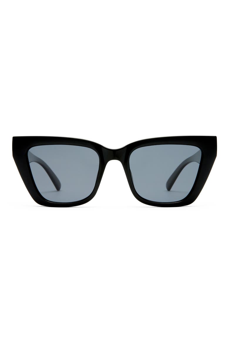 Le Coeur 53mm Polarized Cat Eye Sunglasses, Main, color, BLACK / SMOKE MONO POLARIZED