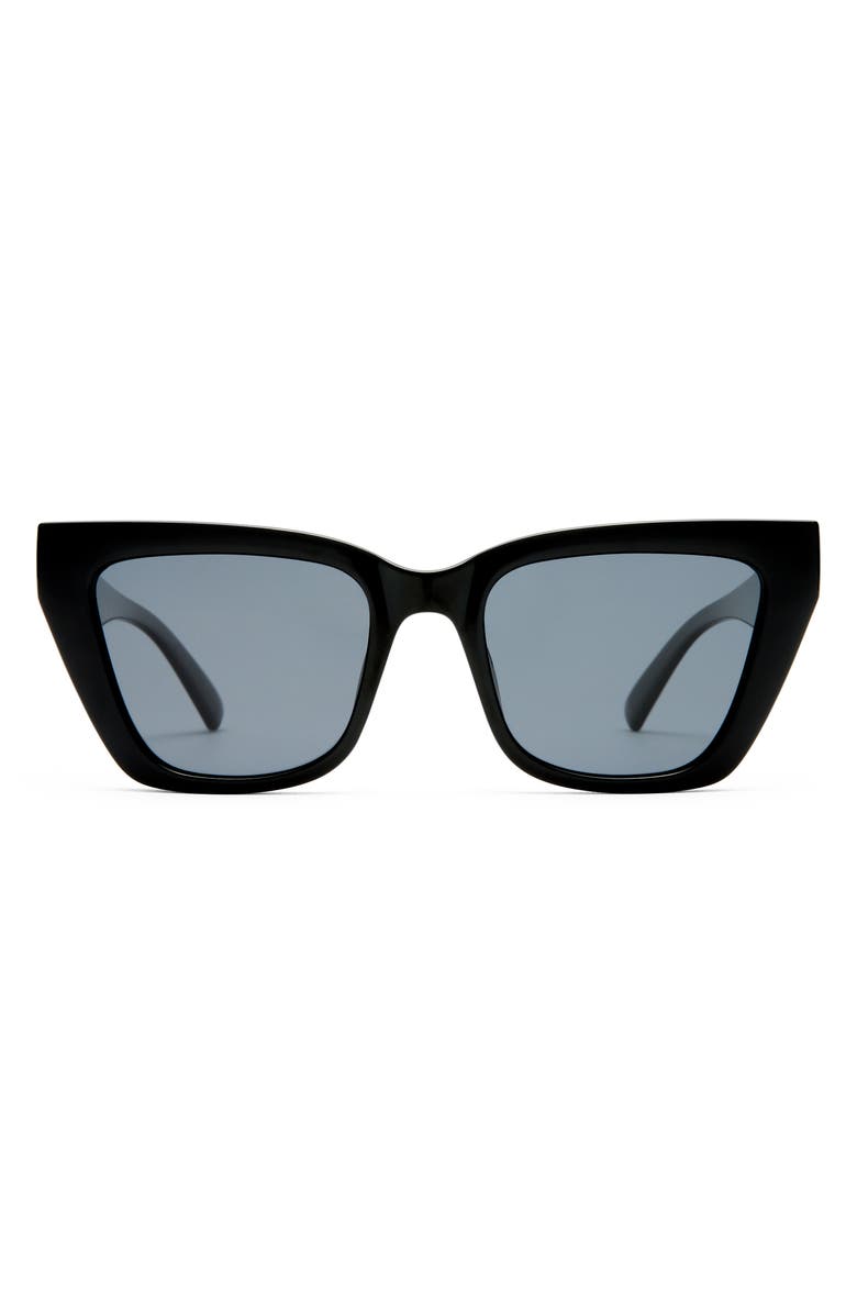 Le Specs Le Coeur 53mm Polarized Cat Eye Sunglasses, Main, color, Black / Smoke Mono Polarized
