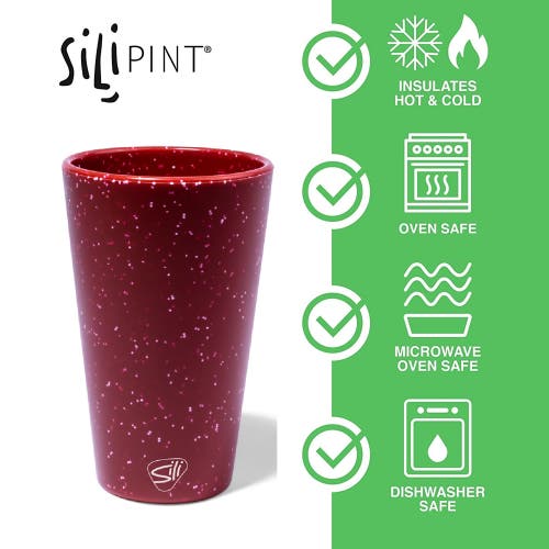 Silipint Silicone Pint Glasses 2 Pack Speckled Red 16oz Unbreakable Cups