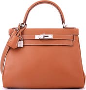 Pre-Owned Hermes Kelly Handbag Brown Madame with Palladium Hardware 28
