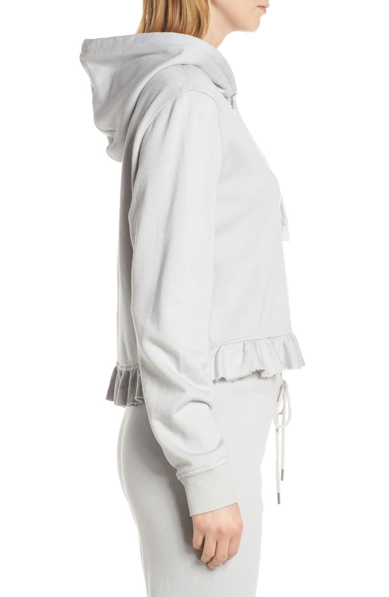 David Lerner Ruffle Hem Crop Hoodie, Alternate, color, 