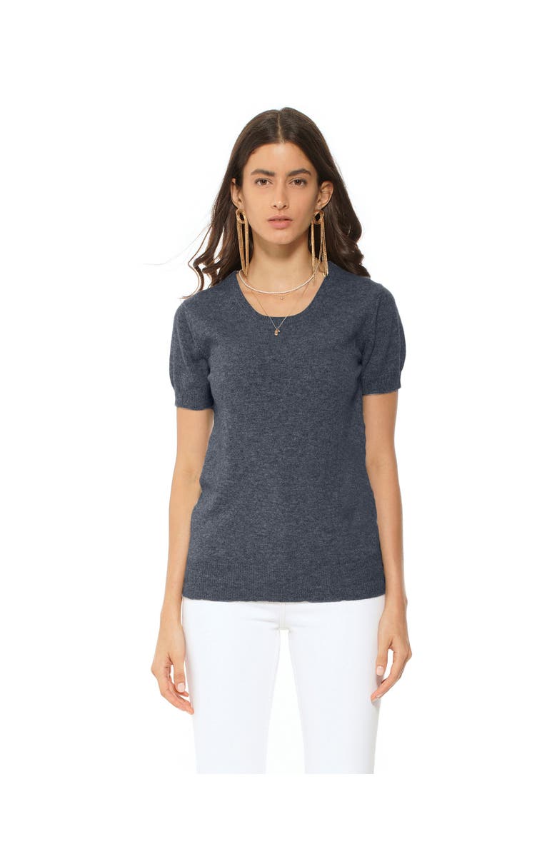 Monticelli Cashmere Pure Cashmere Featherlight Knit Tee, Main, color, Charcoal
