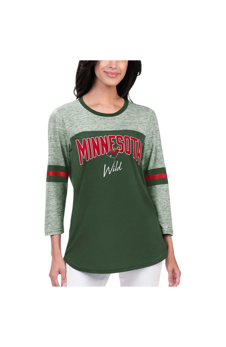 G-III 4HER BY CARL BANKS Women's G-III 4Her by Carl Banks Green Minnesota Wild Play The Game 3/4-Sleeve T-Shirt, Main, color, 