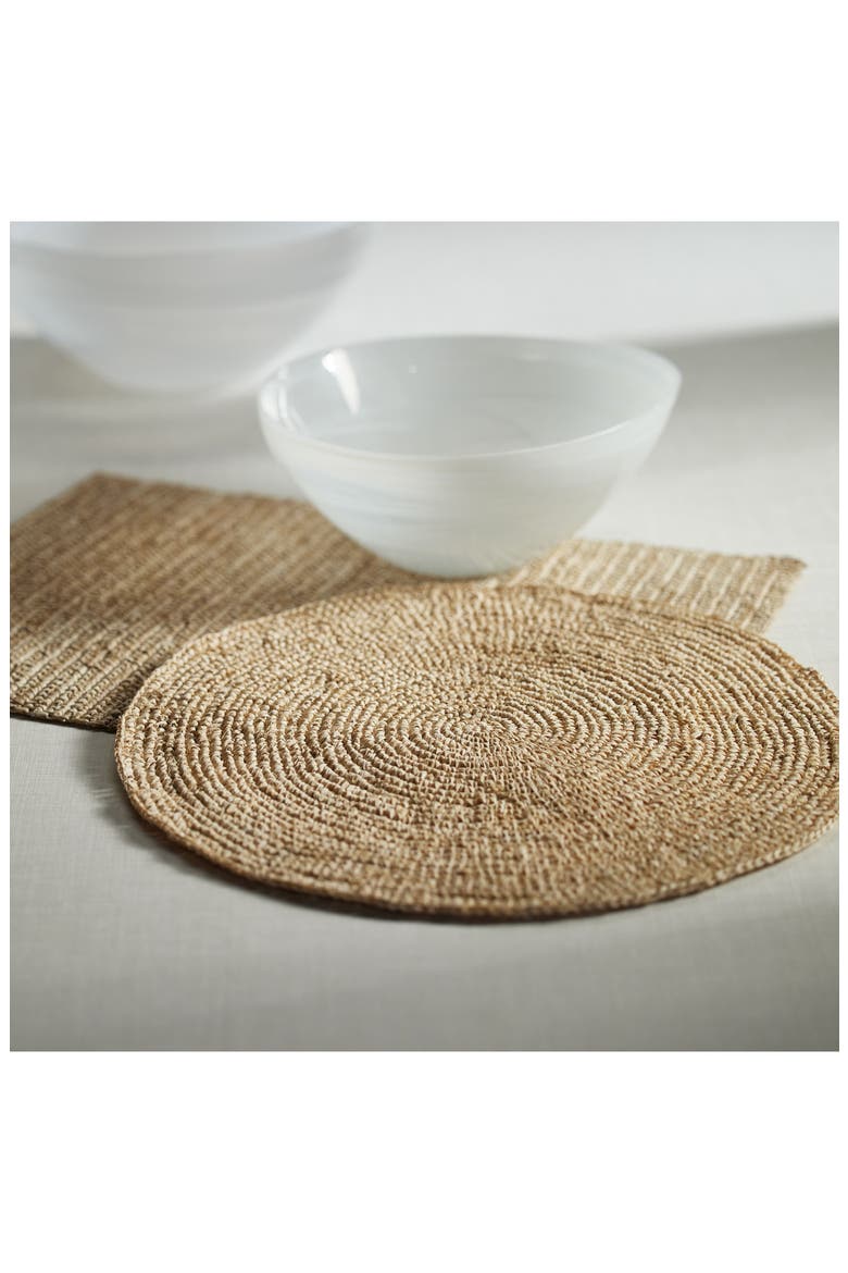 Crochet Raffia Round Placemat, Alternate, color, NATURAL
