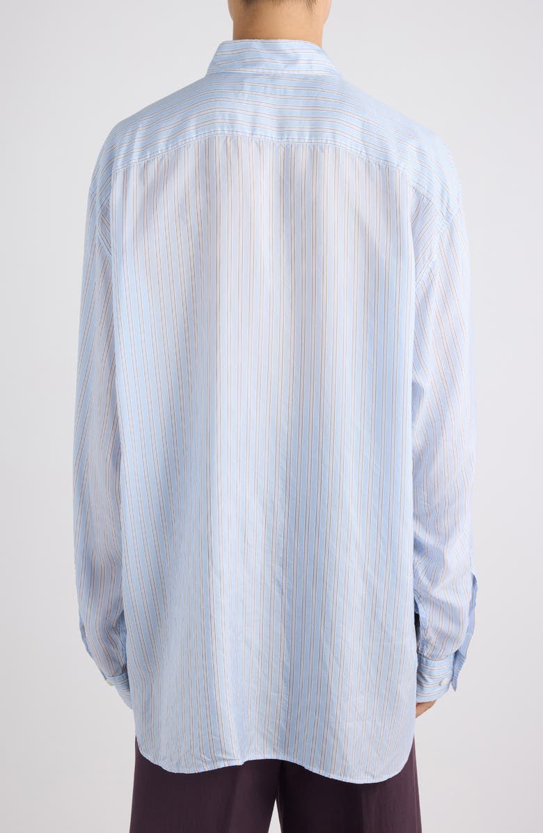 Dries Van Noten Croom Stripe Cupro Button-Up Shirt, Alternate, color, Light Blue